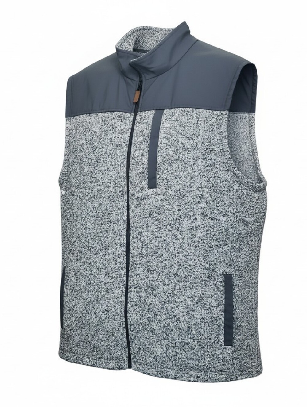 George Men's Sweater Fleece Full-Zip Vest Heathered Gray & Black